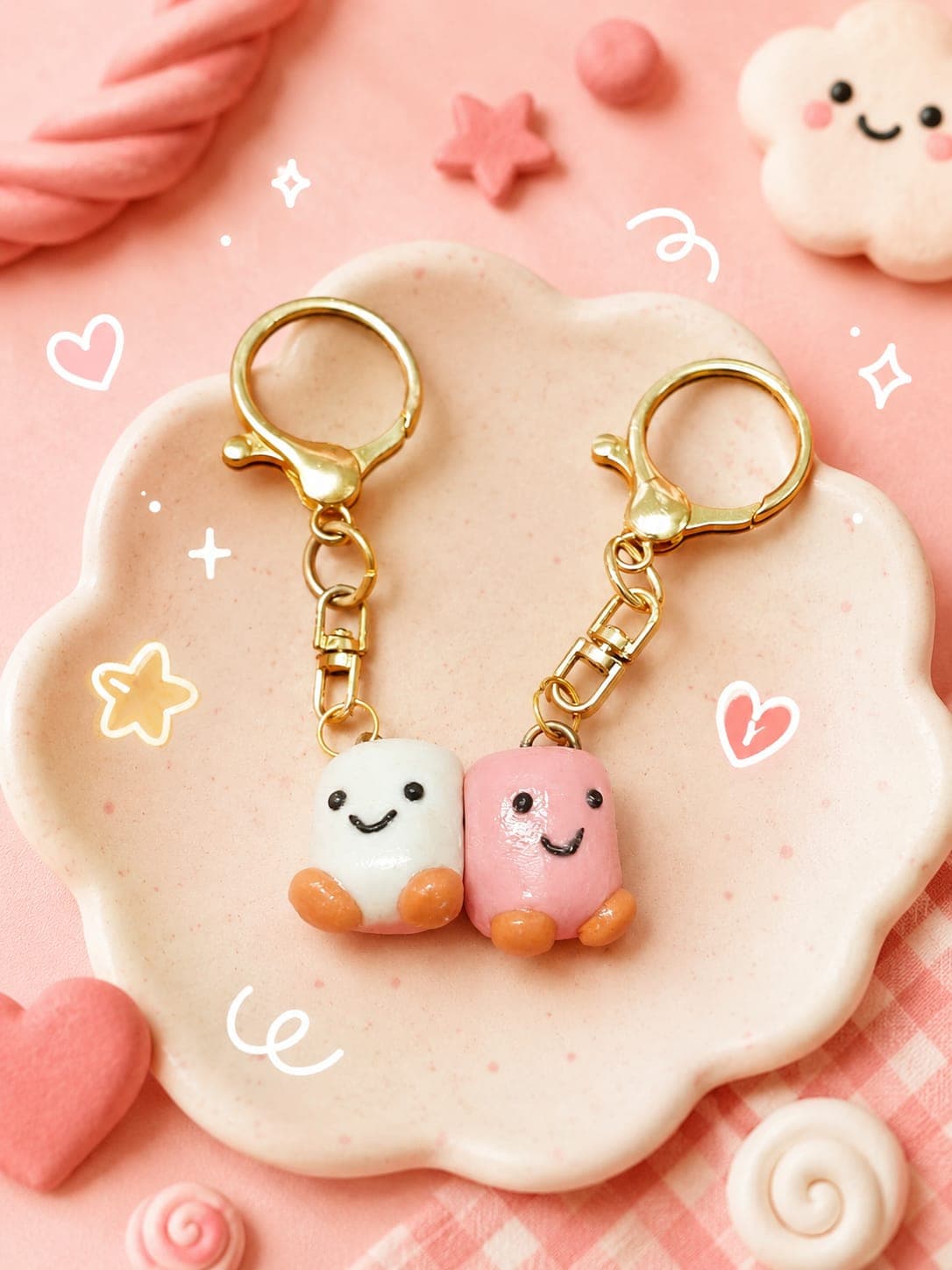CLAYBOP Magnetic Marshmallow Besties Keychain