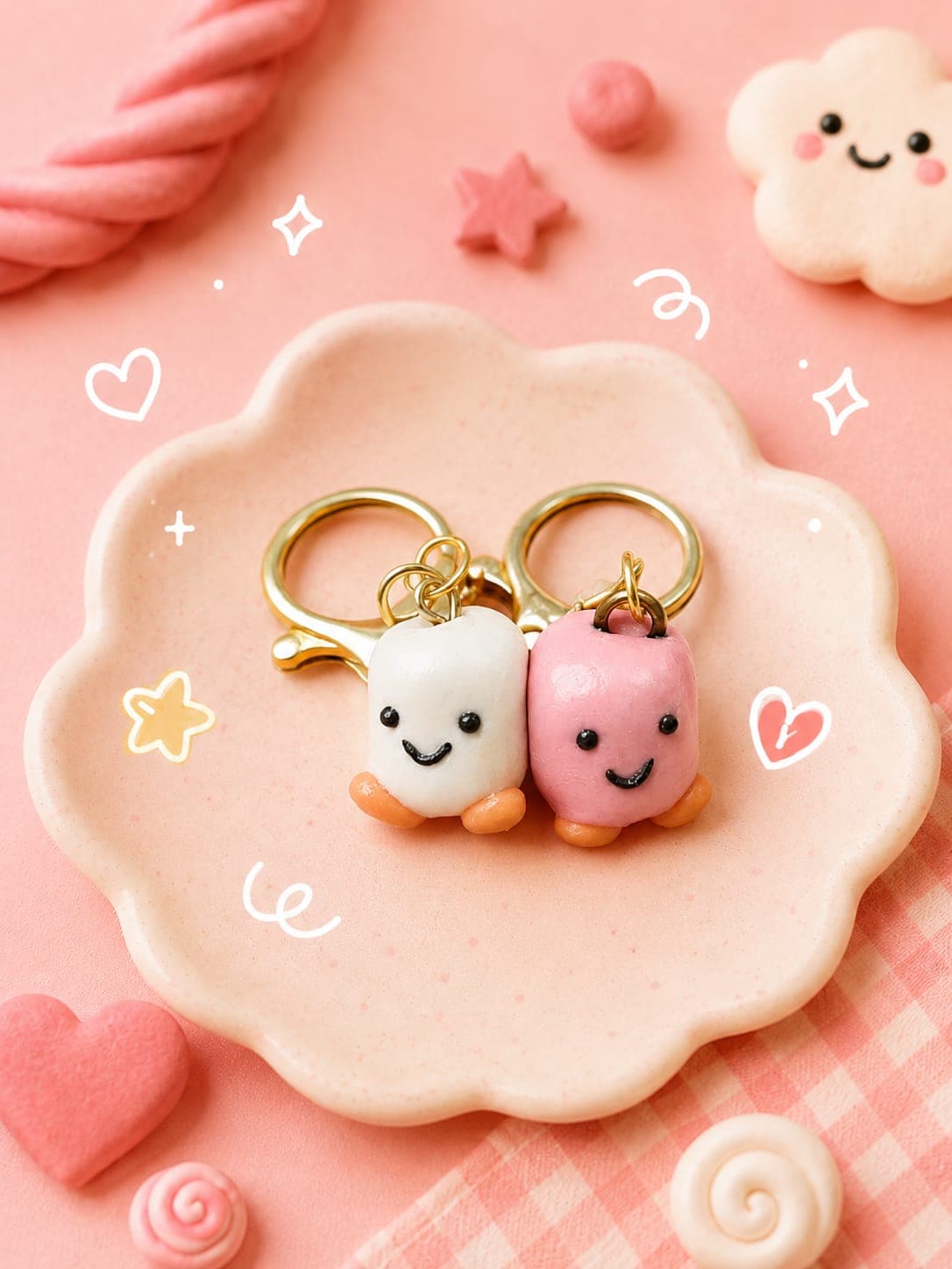 CLAYBOP Magnetic Marshmallow Besties Keychain alternate
